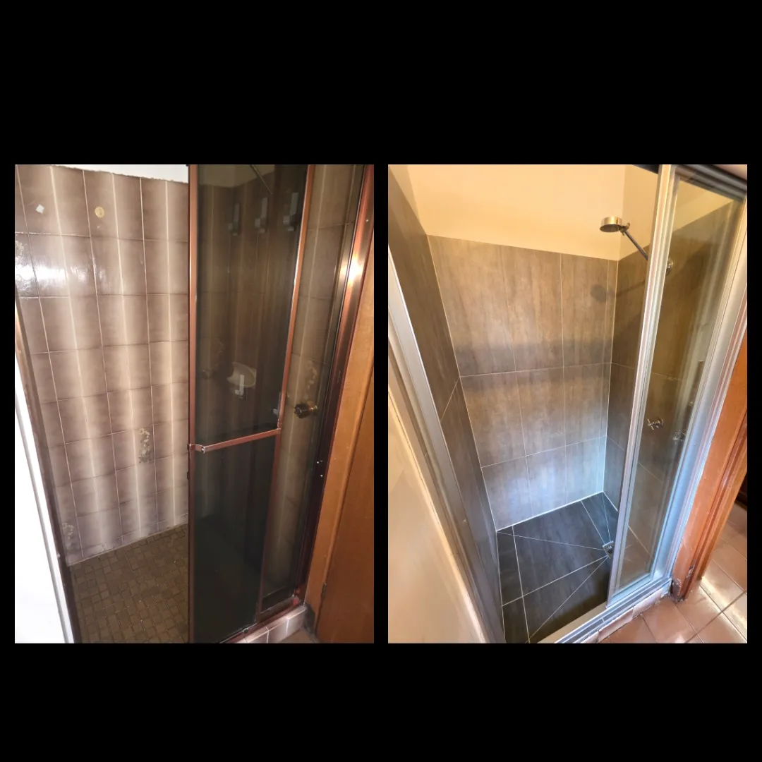 Shower retile and renovation before and after