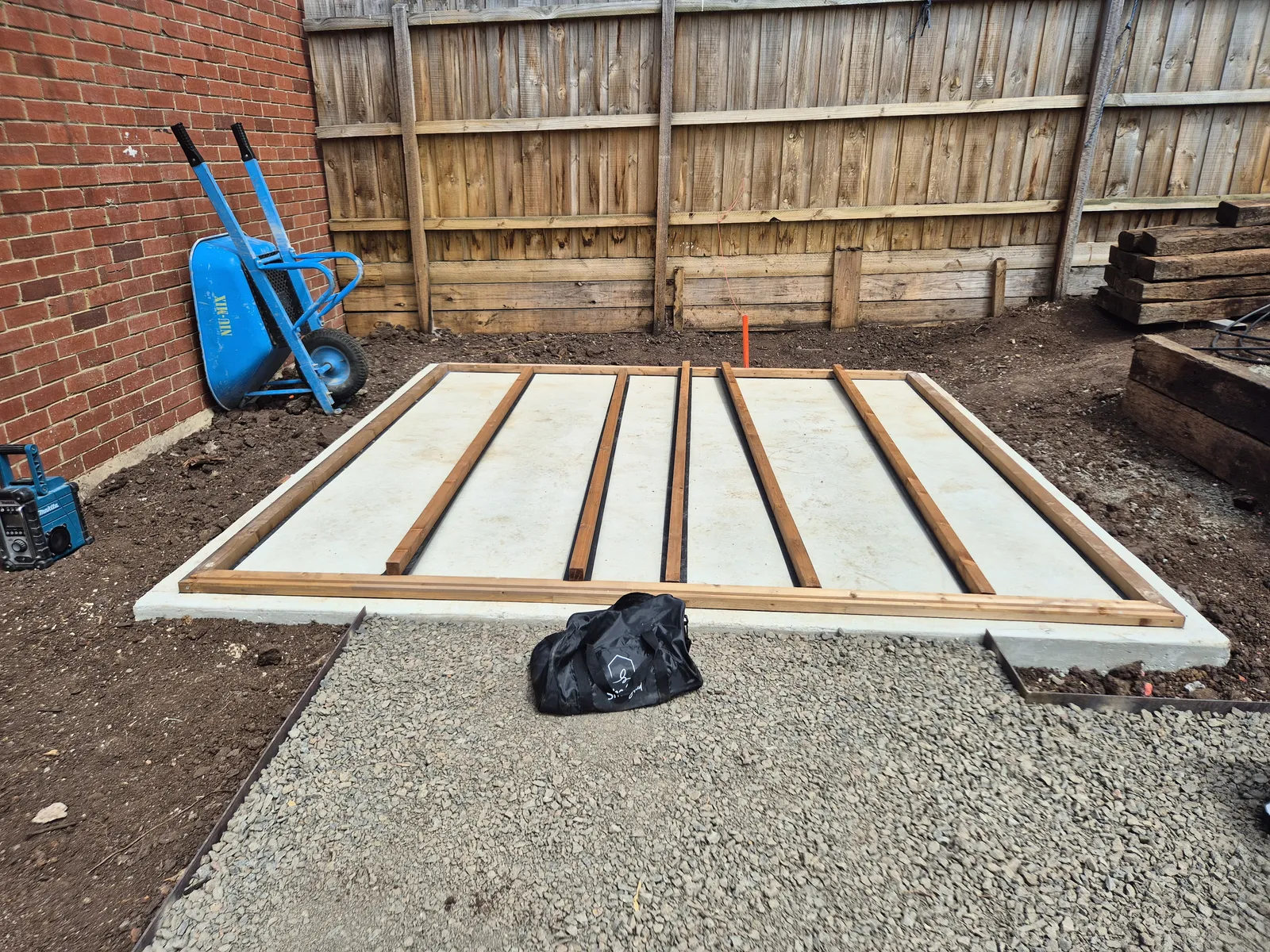 Cabin materials delivered to site by ute